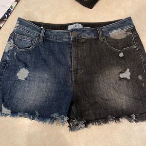 Cabi denim shorts- lots of distressing